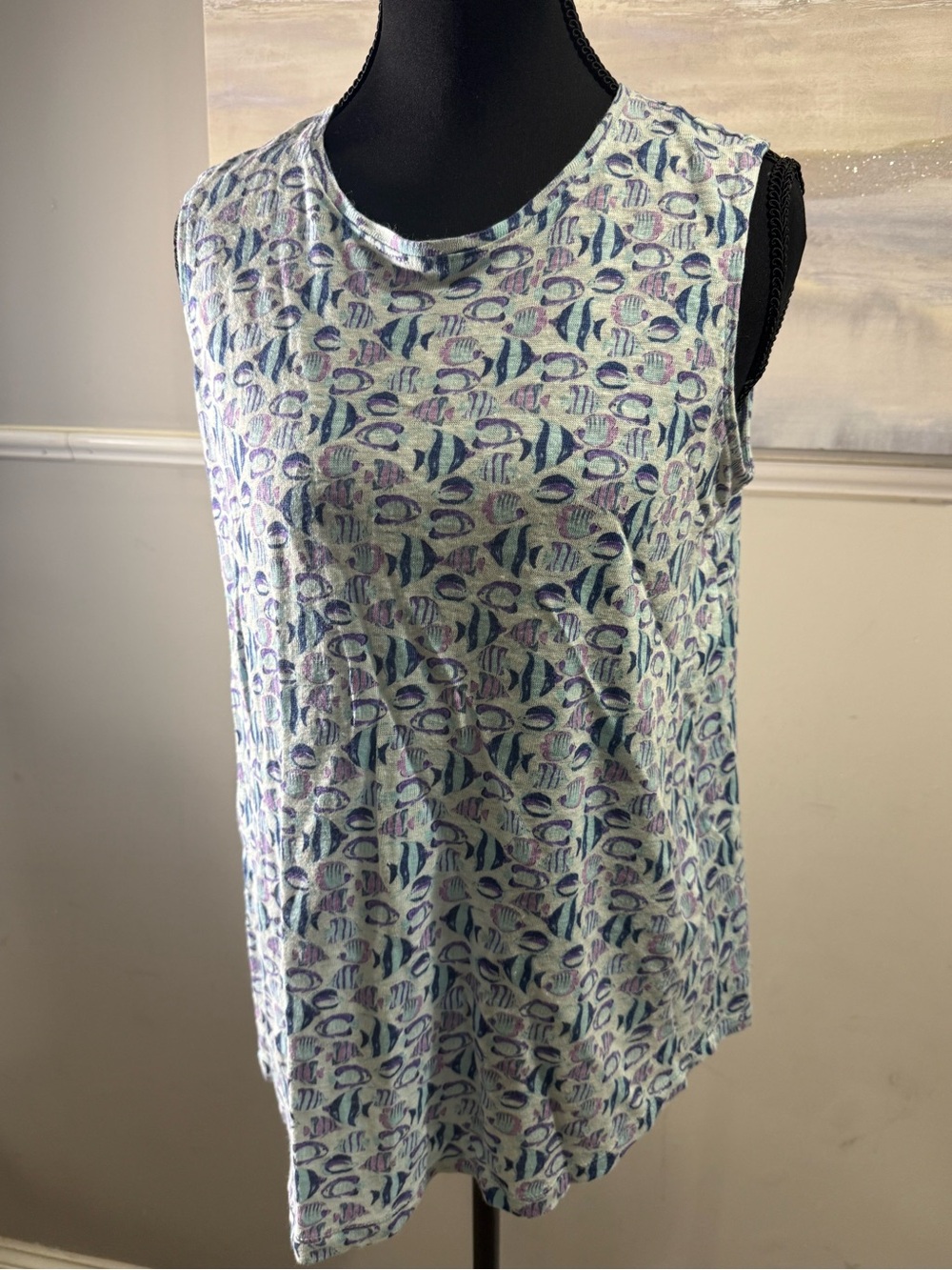 J. Jill Blue and Purple Printed Tank Top